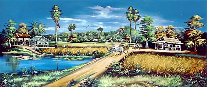 Rural Cambodia in a Painting by Asienreisender